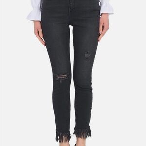 Free People Distressed Black Skinny Jeans